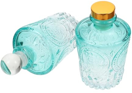 Lurrose Frasco Difusor de Aromaterapia de Vidrio Verde 50Ml Set de 2 Frascos Recargables Vacíos para Aceites Esenciales sin Tapa Adecuado para Uso Doméstico y Purificación del Aire