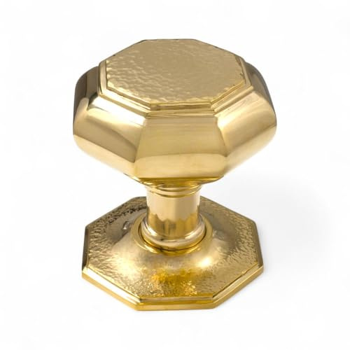 AB Hardware Very Large Polished Brass Hammered Octagonal Centre Door Knob Dummy Pull Front Back Solid Quality
