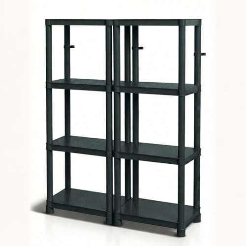 Kistenberg 2X Werkstattregal 58 x 28 x 131,5 cm pro Regal bis 185 kg belastbar, 4 Ablageböden Steckregal Schwerlastregal Lagerregal Regal aus Kunststoff