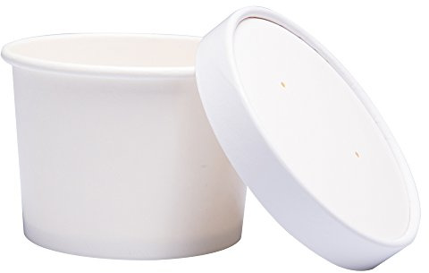 Belinlen 40 Pack 12 oz Ice Cream Cups with Paper Lids | White Ice Cream Pots with Lids Takeaway Paper Bowl Containers for Hot and Cold Food, Soup, Sundae, Frozen Yoghurt