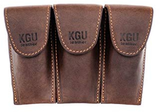 KGUmusic Trompeten-Mundstück-Tasche aus Leder, dreifach | Dreifach-Mundstückhalter aus echtem Leder. 3 Mundstück-Schutzhülle