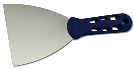 DEWEPRO Gipsspachtel 100 mm – Edelstahlblatt 0,7 mm – Maler- & Gipserspachtel für Spachtelmasse, Füll- & Renovierarbeiten – ergonomischer Kunststoffgriff – präzise Wand- & Reparaturarbeiten