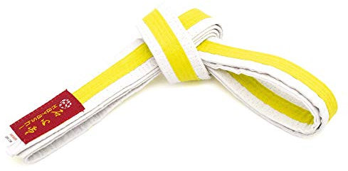 Hayashi Budogürtel zweifarbig - Weiss-gelb, Gr. 300 cm