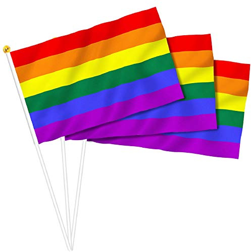GeeRic Bandera Lgtb, Mini Bandera Orgullo Gay Pequeña 21x15cm, Bandera Bisexual Gay Lgbt Lesbica Transgénero, Bandera de Arco Iris de Lgtbi Trans, Pride Flag Decoraciones de Desfile