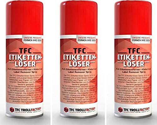 TFC Etikettenlöser I Etikettenentferner I Klebstoff & Aufkleber entfernen I Kleberlöser I Label Remover Spray I 3 x 500ml