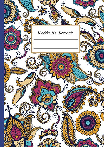 Kladde A4 Kariert: Notizbuch DIN A4 - Kladde kariert 5 mm - 110 Seiten - Notizheft, Tagebuch, Schreibbuch - Paisley-Muster