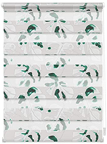 Lichtblick Doppelrollo Klemmfix ohne Bohren mit Motiv, Monstera - Schwarz, Blickdicht, Made in Germany, Klemmträger, Julia Schumacher 90 cm x 150 cm (B x L)