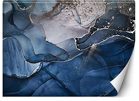 Feeby Fototapete XXL Stein Querschnitt Abstrakt 400x280 cm Blau Vliestapete Moderne Design Wandtapete Küche Flur Wohnzimmer Büro Badezimmer Kinderzimmer Mineral Textur Marmor