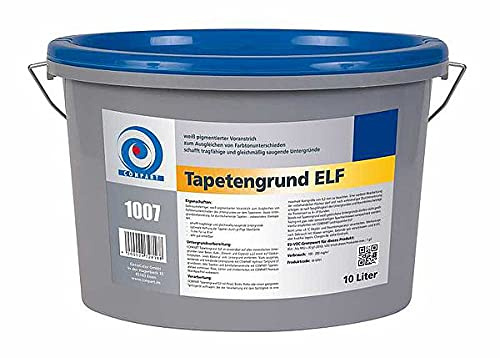 Conpart - Tapetengrund ELF 1007 - Grundierungen/Streichputz/Tapetengrund - Weiß pigmentierter Voranstrich zum Ausgleichen von Farbtonunterschieden des Untergrundes vor dem Tapezieren - 10 Liter