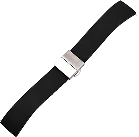 ZXF Uhrenarmband, 14mm 16mm 18mm 20mm 22mm 24mm Silikonkautschuk Uhr Armband Schnellrelease Band Doppelpresse Schmetterling Schnalle Handgelenk Armband Silikon Gummi Uhrenarmband