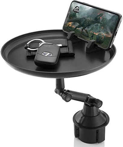 MidGard Universal Auto-Beistelltisch für KFZ-Getränkehalter, Getränkehalterung, Dosenhalterung, mit Navi- oder Handy-Halterung