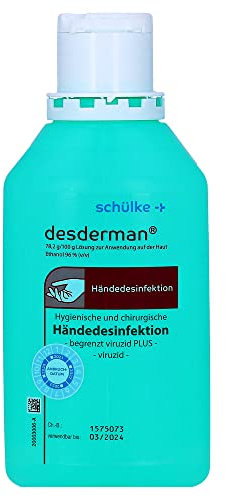 Schülke Desderman® 500ml Händedesinfektionsmittel | Desinfektionsmittel zur Anwendung auf der Haut| optimale Hautverträglichkeit | rückfettend