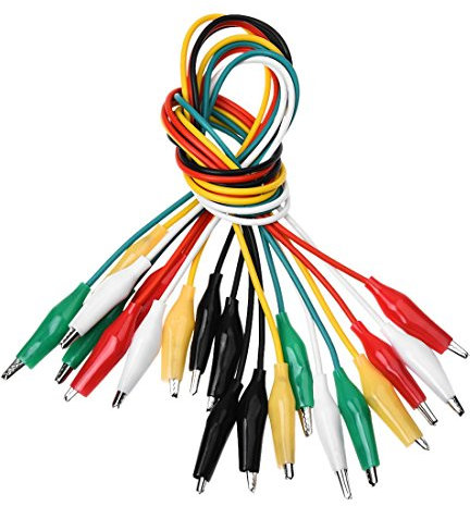 Mengmen 10 x 50 cm Pinzas de cocodrilo de extremos Analizador de cables de alambre pinzas de cocodrilo