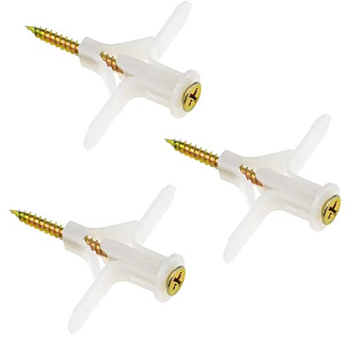 35 Sets Drywall Anchors Plasterboard Wall Plugs and Screws,Plastic Expansion Plugs for Plasterboard Fixation (White)