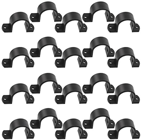 AERZETIX - C64961-20er-Set U-Schellen mit 2 löchern für rohre Ø32 mm - kunststoff - DIN3016 - kabelbinder drahthalter wandmontage zum anschrauben - farbe schwarz