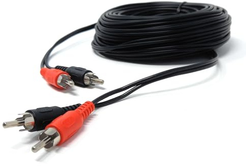 DRUT Câble Audio stéréo RCA vers RCA Phono Twin Jack vers Jack 15 m Compatible avec CD/DVD/amplificateur/HiFi/DJ Mixer/Platine Vinyle (connecteurs en Nickel Noir) 15,2 m