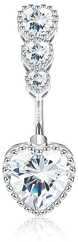 Sllaiss Sterlingsilber Zirkonia Bauchnabelpiercing Hypoallergen Mode Neuheit Bauchstange Zirkonia 925 Sterling Silber für Weiblich Weihnachten Halloween Babyshows 14G 1.6mm - 925 Sterling Silber