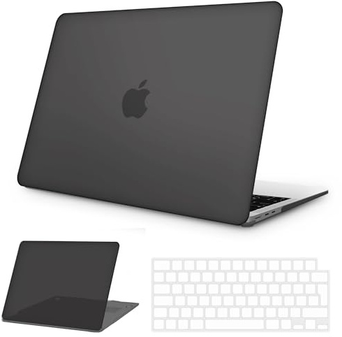 NPUOLS Hülle für MacBook Air 15 Zoll 2026-2023 Modell M2 M3 M4 M5，Schwarz | Für MacBook Air 15 Zoll Modell A3448 A3241 A2941 A3114, Ultradünne Hartschale Schutzhülle Snap Case+ TPU EU Tastaturabdeckung