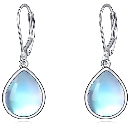POPLYKE Mondstein Ohrringe für Frauen - Sterling Silber Leverback mit Teardrop Mondstein - Geschenk für Mädchen