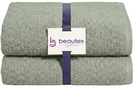 BEAUTEX Badetücher 2er Set 70x140 Eisberg-grün 550 g/m² Baumwolle | Große Badetücher aus 100 % europäischer Baumwolle, Oeko-Tex, weich, saugstark und langlebig.