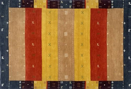 WAWA TEPPICH Tappeto 100% lana 200 x 300 cm rosso oro terracotta tessuto a mano Gabbeh BR11