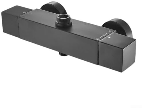 Duschthermostat Verdecktes Vollkupfer-Thermostat-Mischventil Zwei-Gang-Duscharmatur (schwarz)
