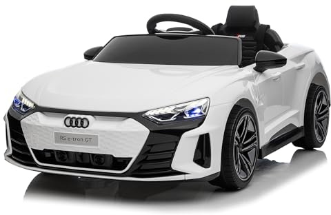 LALAHO Voiture véhicule électrique Enfant Audi avec Télécommande 2.4G, 12 V Véhicule électrique Enfant 2 Portes avec MP3 (Blanc)