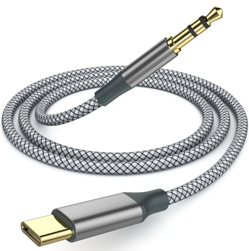 Henrety USB-C-auf-3,5-mm-AUX-Kabel, TypC auf Stecker, Adapter, Stereo-Verlängerungskabel für iPhone 16 Pro Max/16Pro, 15 Pro Max/15 Pro/15 Plus, Galaxy S23/S22/S21 Ultra, Pixel, iPad Pro, MacBook, 1 m