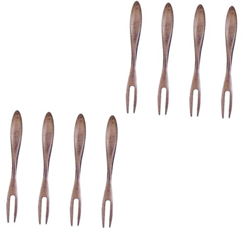 Ciieeo 2 Juegos De Tenedores De Fruta De Agarre Suave Palillos De Postre De Madera Reutilizables Resistentes Para Fiestas Suministros Para El Hogar 4 Piezas X 2