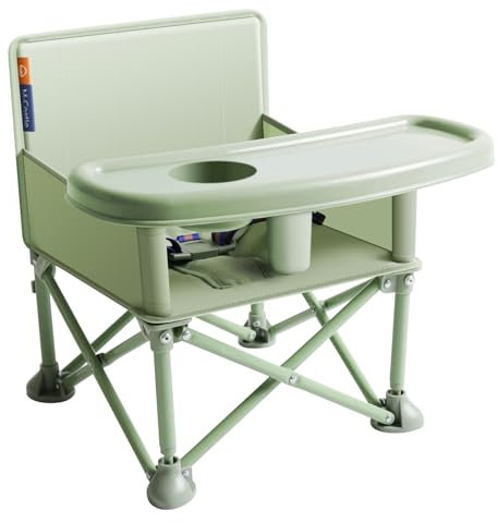 M-CASTLE Babystuhl Tragbarer Reisesitz mit Tablett|Klappbarer Kleinkindsitz Booster Dining Chair|Großartig für Camping, Strand, Rasen|Kleinkind, Kindercampingstuhl 6 Monate - 3 Jahre alt（green）