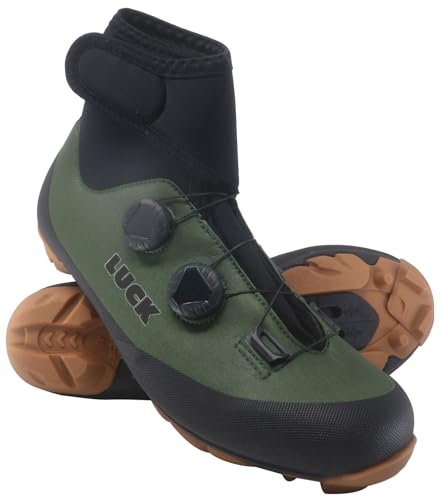 LUCK Winter 24 Chaussures de cyclisme VTT pour l'hiver avec semelle en carbone, double fermeture rotative et Goretex., vert, 38 EU