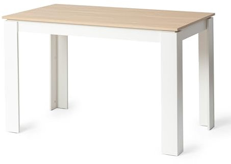 FURNITABLE Esstisch, Esszimmertisch Holztisch für Küche, Minimalistisches Design, Esstisch für 4, 120x70x75cm, Eiche und Weiß