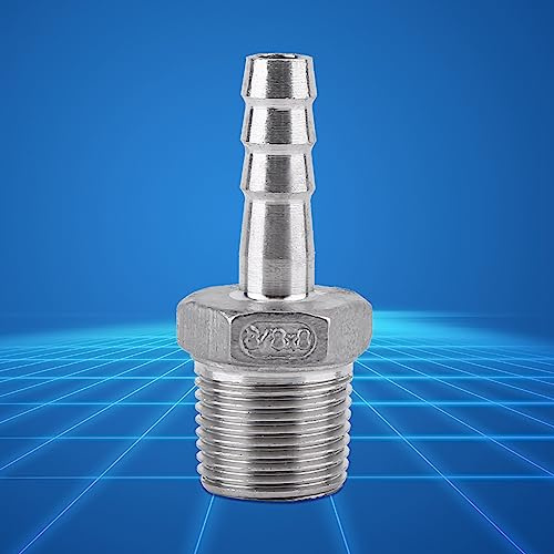 Yctze Conector de de Manguera de Púa de Tubo de Rosca Macho de Acero Inoxidable SS304, BSP 1/8~3/4 de Pulgada para Gas, Adaptador Macho a Conector de de Manguera