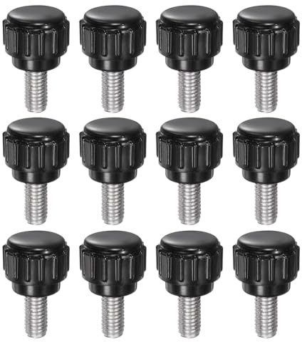 QUARKZMAN 12 Stück Rändelschraube mit Gewinde M5 x 10mm x 14mm Rundkopfschraube Edelstahl 304 Rundgriffbolzen Klemmknöpfe 14mm Handknöpfe Daumenschrauben Spannschraube für Industrie Maschine