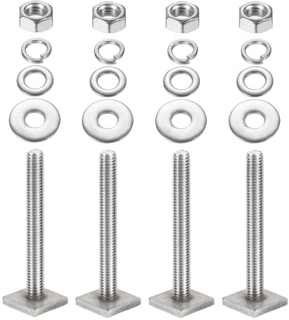 PATIKIL T-nut Adapter Nutensteine M8 x 65mm 4 Set Gepäckträger Edelstahl Nutensteine Dachträger Schrauben mit Mutter Unterlegscheiben für Relingträger Fahrrad Dachbox Kajak Gepäckträger
