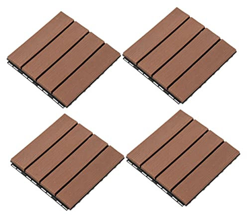 ORFOFE 4pezzi Piastrelle Interlocking Per Composita Facili Installare Pavimentazione Per Patio e Balcone Resistente e