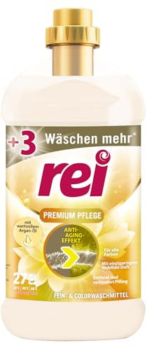 Rei Fein- und Colorwaschmittel flüssig für 27 Wäschen, mit Farbschutz und Anti-Aging-Enzym - Premium Pflege, 1,08 l