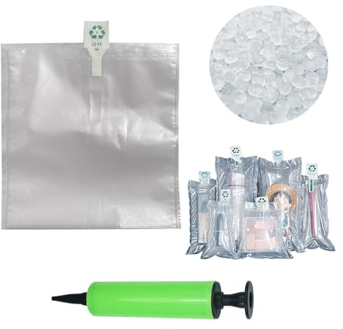 OULIGET Bolsas de aire de embalaje, bolsas protectoras de aire inflables, bolsas de espuma, envoltura acolchada de burbujas, bolsa de espuma acolchada para mudanza, 8 x 8 pulgadas, 50 piezas