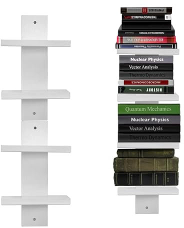 NIUBEST Estantería Vertical de Pared de 2 Niveles, estantes flotantes de Columna, estantería Decorativa apilable Moderna para decoración del hogar, Organizador de Almacenamiento, Sala de Estar