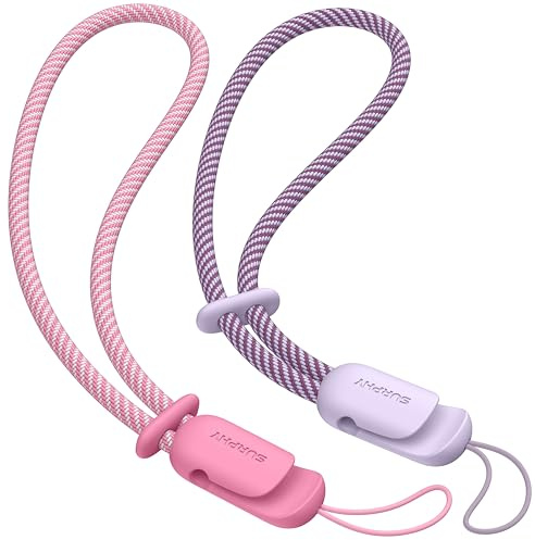 SURPHY 2 Pièces Cordons avec Dragonnes à Main pour Couple, pour Téléphone Portable, clé, USB, Lecteur MP3, MP4 et Plus (Rose Pêche & Lilas)