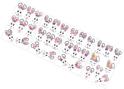 Zerodeko 4pcs Easter Egg Decorating Kit Bunny Face Stickers Fun and Easy DIY Easter Decor for Eggs Cups and Baskets Kids and Adults Easter Party Supplies