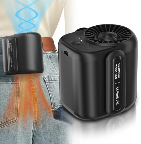 BORDEAG Ventilador portátil con clip de cintura, ventilador de cintura portátil, 4500 mAh, ventilador de cintura recargable, mini ventilador USB con 3 velocidades, fuerte flujo de aire para trabajo al