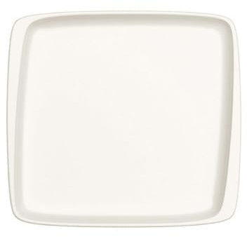 Service Assiettes MILA carrées de 12 Pièces plates et empilables en Porcelaine blanche, plat de service pour entrées, desserts et salades - Longueur 15 x largeur 14 x Hauteur 2 cm
