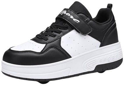 Rollschuhe Kinder 26-29, Schuhe mit Rollen für Mädchen Multifunktional Sneaker mit Rollen Bequem Laufschuhe Verstellbar Turnschuhe Sportlich Schuhe Verstecktes Inline