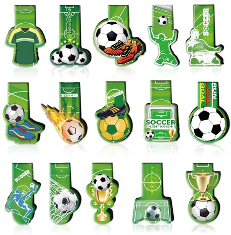 Magnetische Lesezeichen Kinder, 15 Stück Lesezeichen Magnetisch Kinder, Lesezeichen Personalisiert Fußball, Kleine Geschenke für Jungen Schüler Freund Fußballfans Buchliebhaber (15pcs Fußbälle)