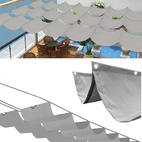 Voile Ombrage Rétractable Vague Voile D'ombrage Rectangulaire, Toile Ombrage Imperméable, Bâche Ombrage Protection UV Solaire, pour Jardins Balcons Terrasse Pergola Sable (Gris,3x4m(BxL))