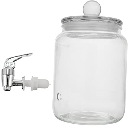 Alipis Dispensador de Vino de Cristal Grifo Barril de de Vidrio 2.5L para Fiestas Uso Seguro de Limpiar
