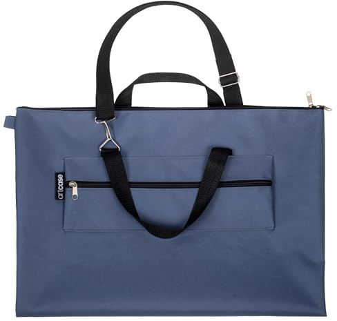 Artcase Soft Portfolio Bag A3 A2 A1+ – Lightweight Artist Case for Framed Art & Canvases – Water-Resistant Nylon with Shoulder Strap & Pocket – Protective Art Transport Folder (Denim Blue, A1+)