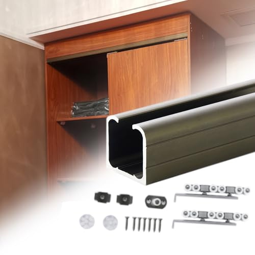Kit binario per porte scorrevoli per porte da fienile da 0,7-4 m Hardware in alluminio per montaggio superiore per armadio e porte a tasca Sistema scorrevole resistente Facile installazione.