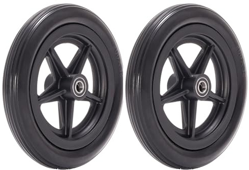 2 Pièces de Roues Pleines pour Fauteuil Roulant de 8 Pouces, Roulement de 8 mm (3/8 Pouce), Accessoires pour Pneus de Fauteuils Roulants, Déambulateurs et Rollators